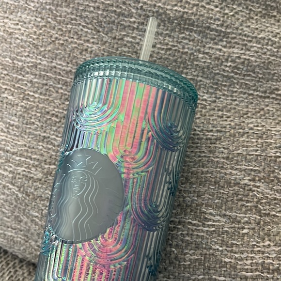 NWT Starbucks 2022 Mermaid Iridescent Tumbler Blue with Straw RARE - Picture 2 of 5